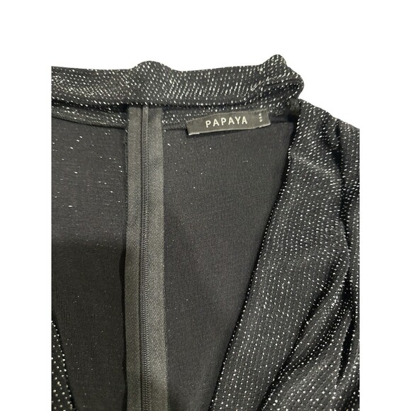 Papaya Black Metallic Shimmer Cowl Neck Bodycon Dress Size M Made in USA - Picture 4 of 8